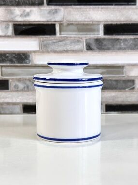 Retro Mini French Butter Crocks / Ceramic Personal Butter Keepers ~ Set of 2